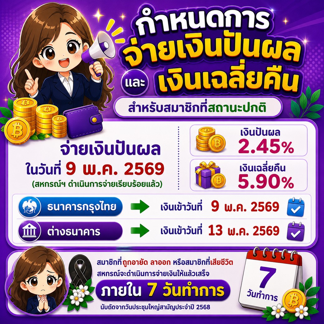กำหนดการจ่ายเงินปันผลและเงินเฉลี่ยคืนประจำปีบัญชี 2568