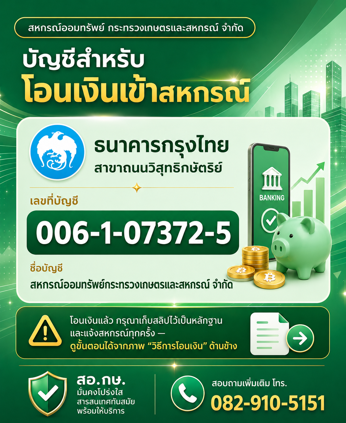 บัญชีสำหรับโอนเงิน / วิธีการโอนเงิน